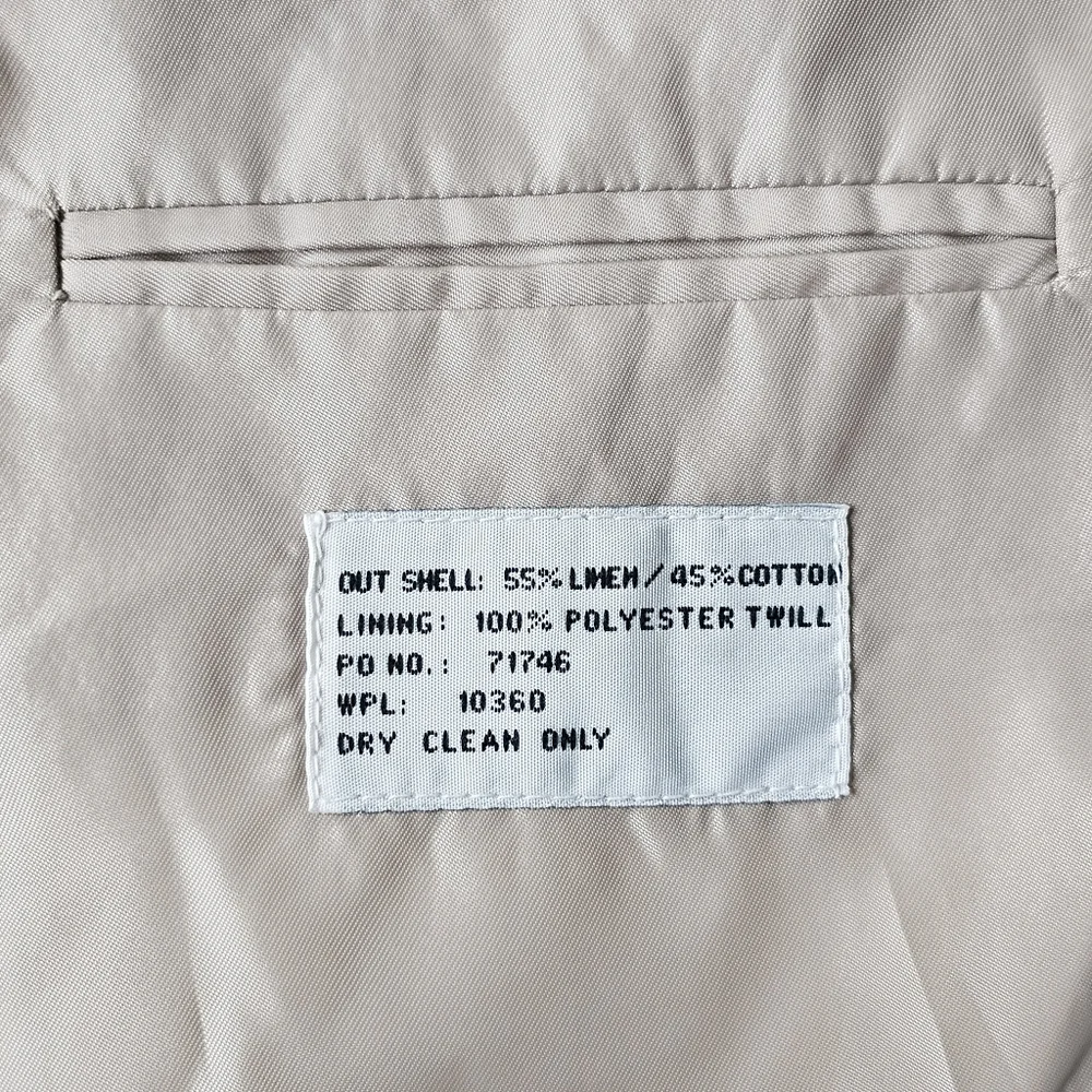 Vintage Members Only Sand Beige 55% Linen 45% Cotton Blazer Sport Coat 44R